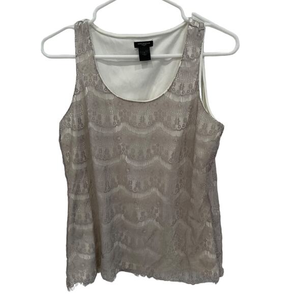 Ann Taylor Tan Lace Sleeveless Blouse Size Small - Picture 1 of 4